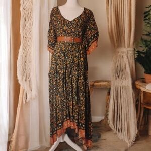 Floral V-Neck Dress with Floral Print